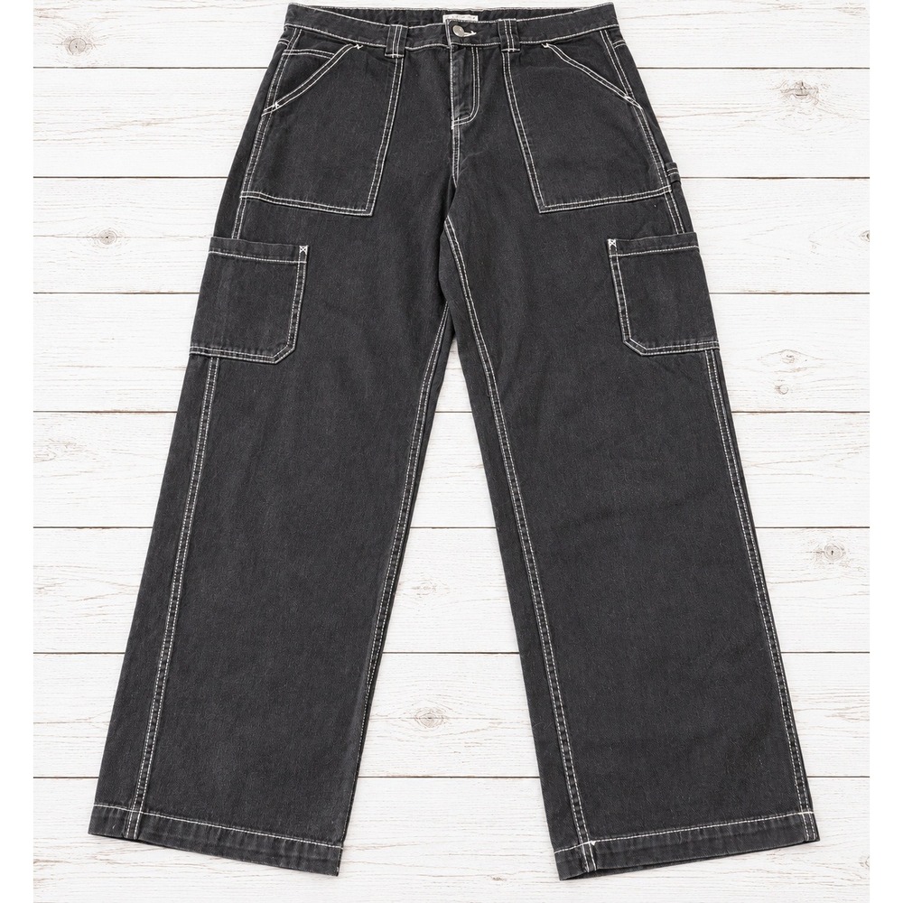 Garage Carpenter Jeans Contrast Stitch Wide Leg Denim Utility Grunge Goth Sz 11